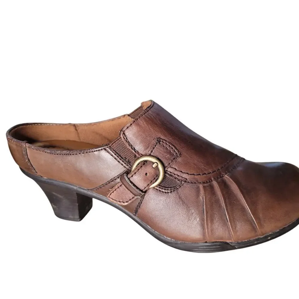 Earth Spirit Classics Clogs Emily Dark Brown Slip on Leather Sz‎ 9